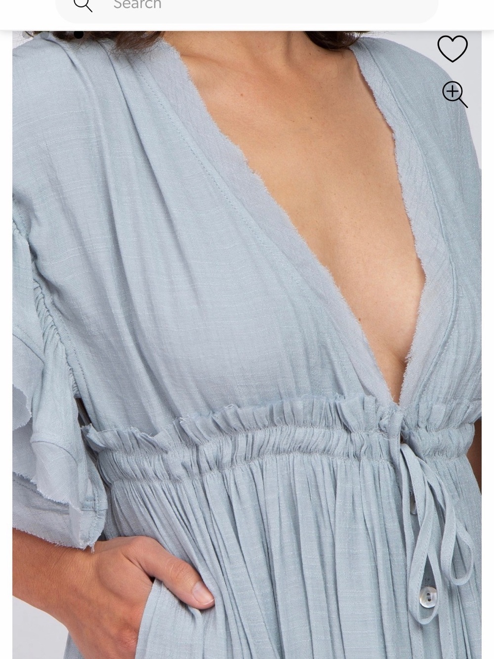 Pinkblush Light Blue Tie-Front Ruffle-Trim Dress